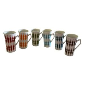 Nagoya Shokai Japan Fine China MCM Tea Expresso Cup Set Of 6 Multicolor